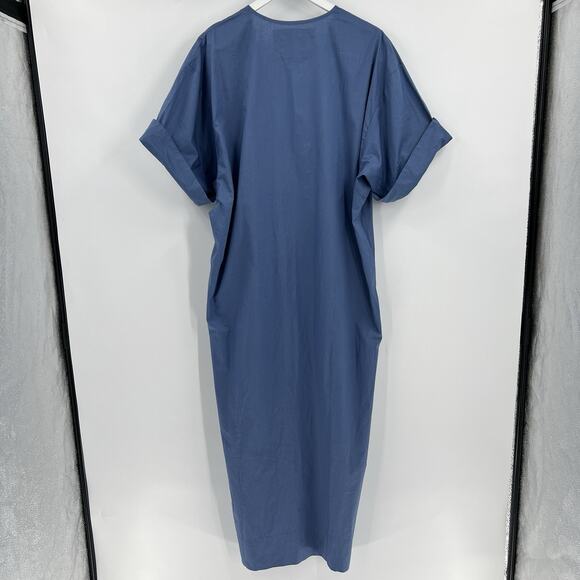 Humanoid Prim V-Neck Maxi Dress Steel Blue Soft 100% Cotton Slit Size XL NWT - Picture 6 of 10